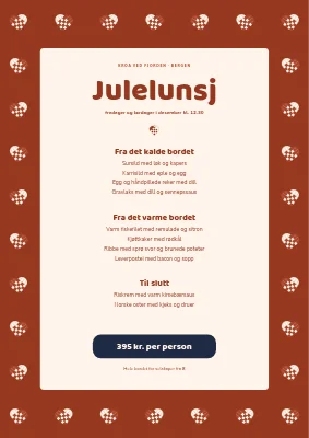 Julelunsj — meny med flettede hjerter