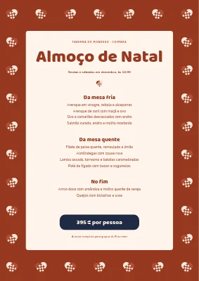 Página 1 de Almoço de Natal — ementa com corações entrelaçados