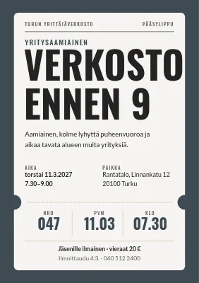 Verkostoitumisaamiainen — verkostoidu ennen yhdeksää