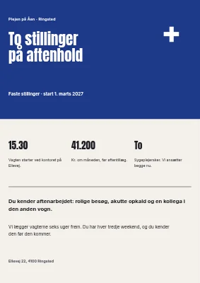 Sygeplejerske til aftenhold i Ringsted