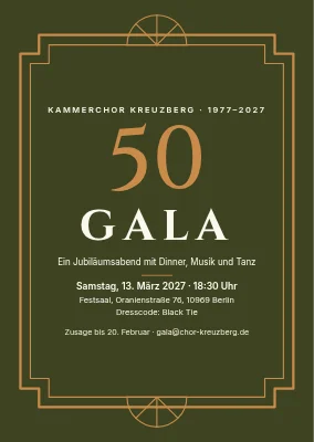 Galaeinladung — Art-déco-Rahmen und kupferne 50