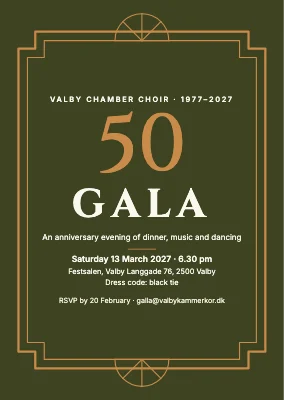 Gala invitation — art deco frame and copper 50