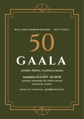 Gaalakutsu — art deco -kehys ja kuparinen 50