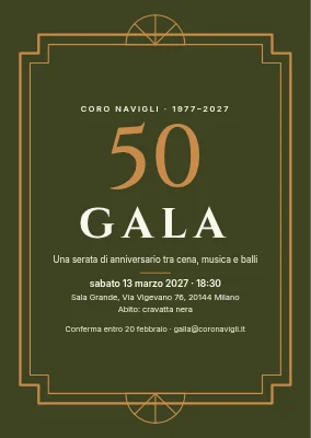Invito al gala — cornice art déco e 50 in rame