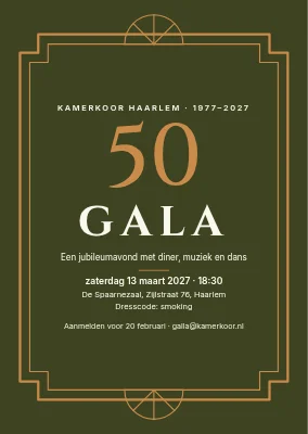 Galauitnodiging — art-decolijst en koperen 50
