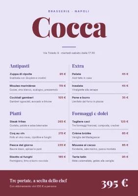 Brasserie — alla carta su due colonne