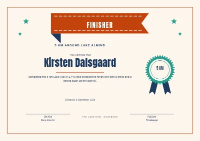 Running certificate — 5 km