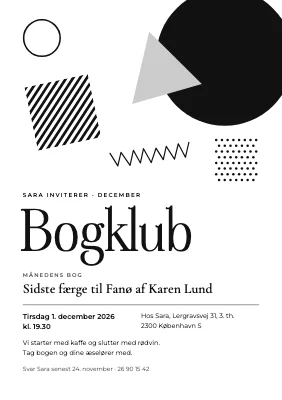 Bogklub i sort og hvid