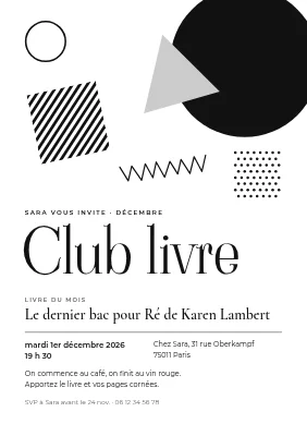 Club de lecture en noir et blanc