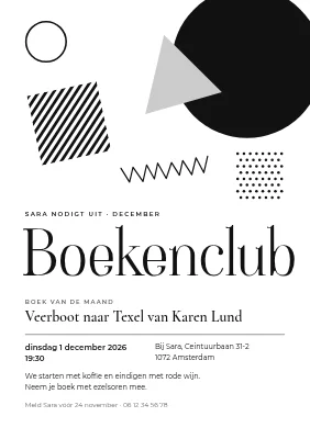 Boekenclub in zwart-wit