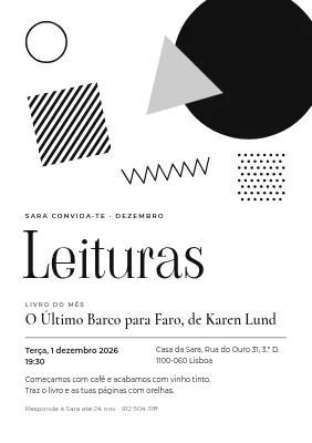 Clube de leitura a preto e branco
