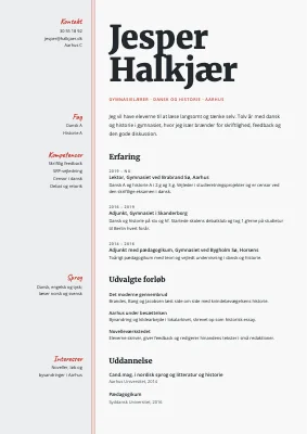 CV til gymnasielærer — rød margen