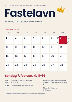 Fastelavnsfest — februarkalender